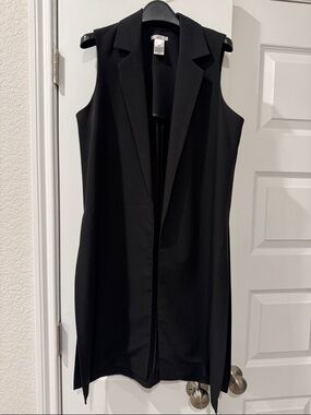 Bar III Black Sleeveless Long Blazer Vest
